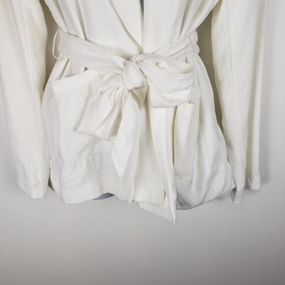 L'Academie Revolve Castaway Belted Blazer White Wrap Jacket Size Medium - Picture 3 of 15
